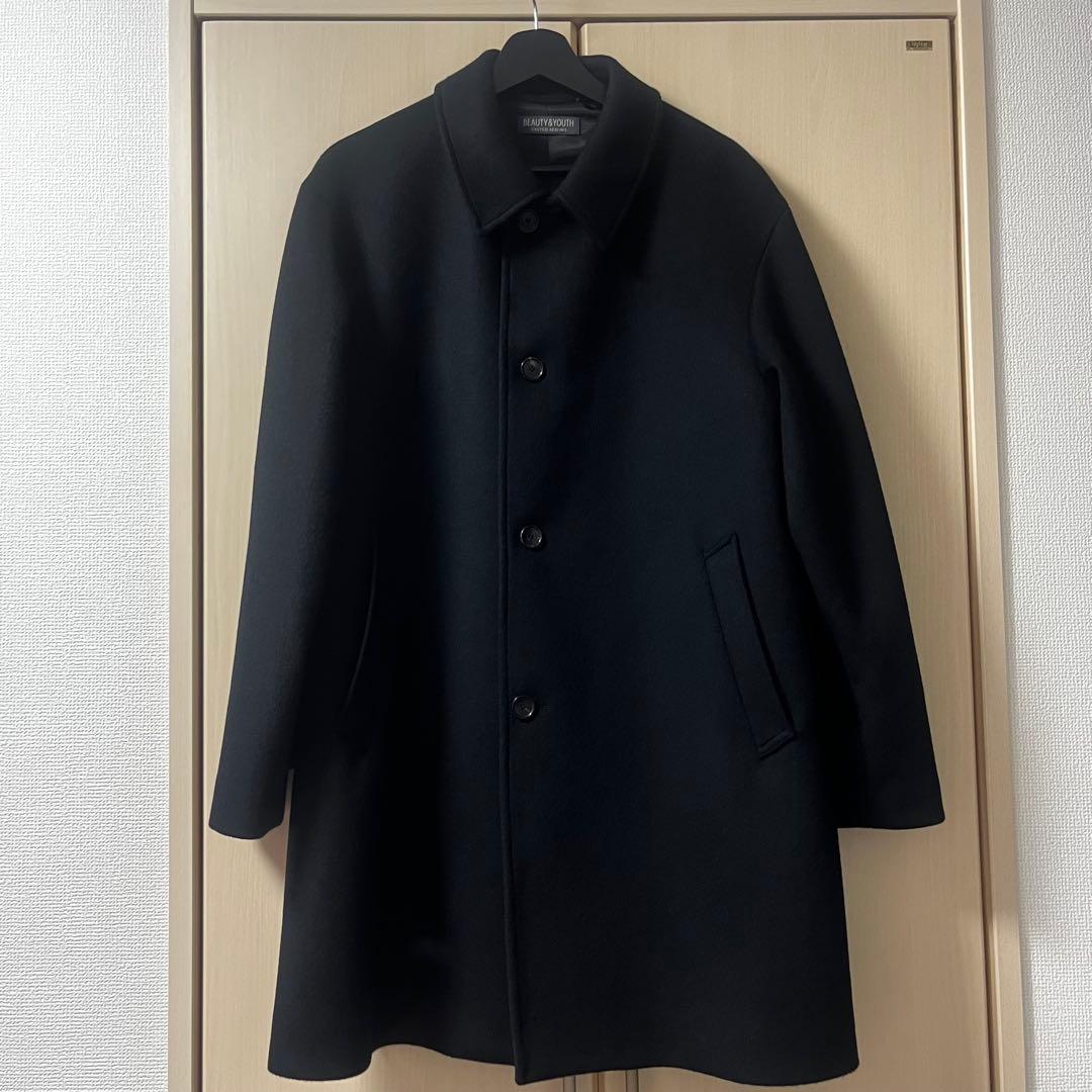 ユナイテッドアローズスーパー120メルトンバルカラーコート XLサイズ ブラック