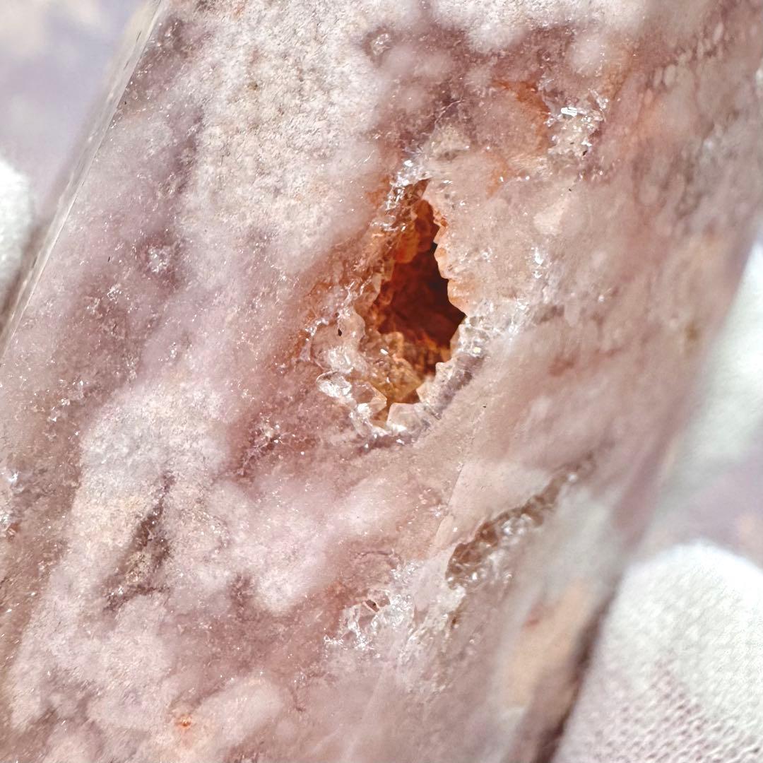 【D233】金魚模様のピンクアメジスト×桜瑪瑙 ポイント タワー Eタイプ