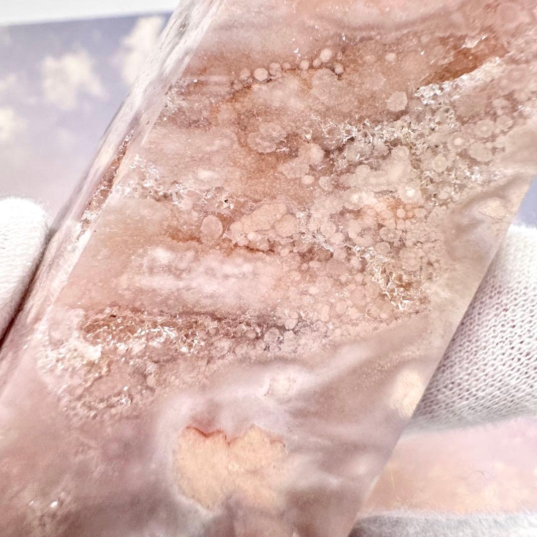 【D233】金魚模様のピンクアメジスト×桜瑪瑙 ポイント タワー Eタイプ