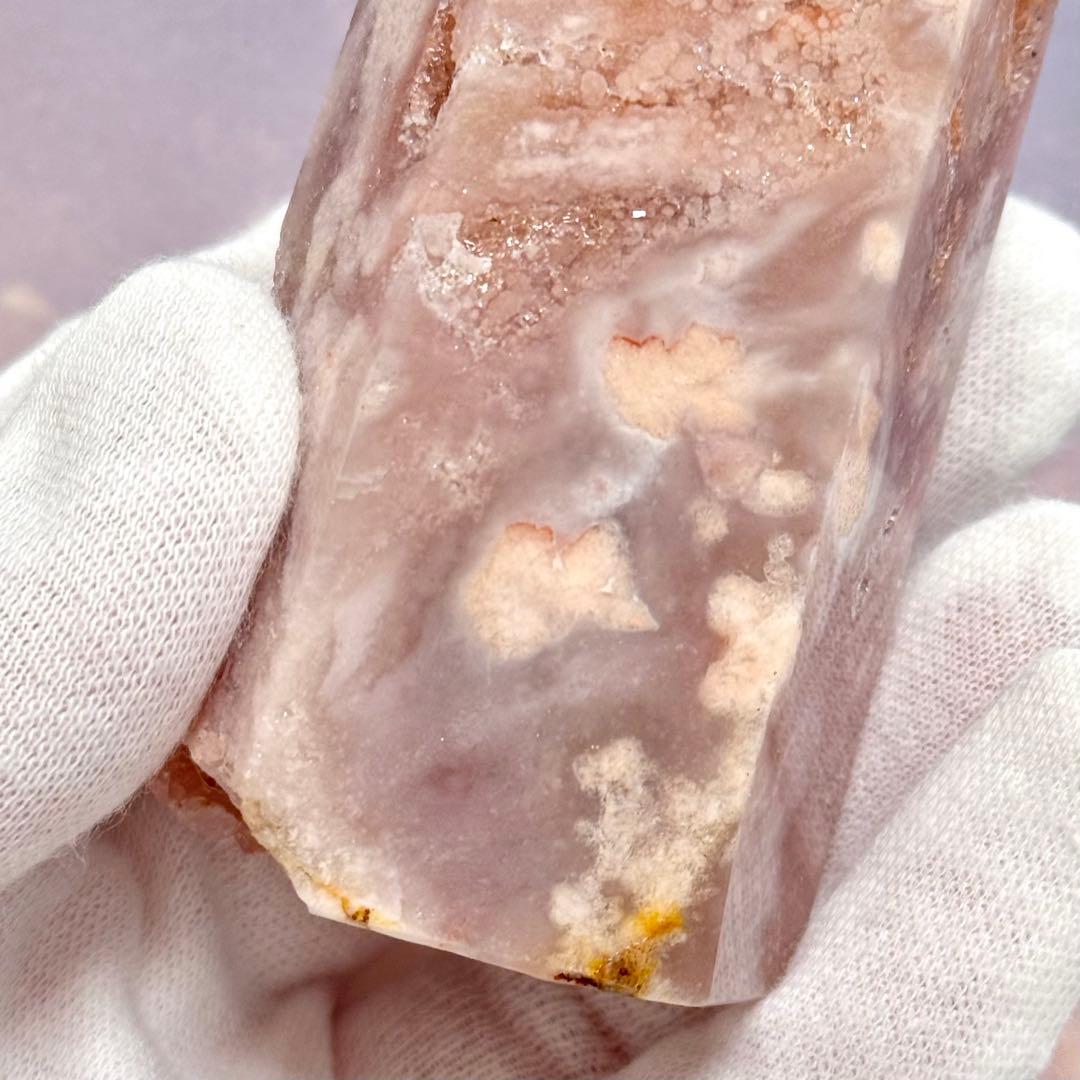 【D233】金魚模様のピンクアメジスト×桜瑪瑙 ポイント タワー Eタイプ