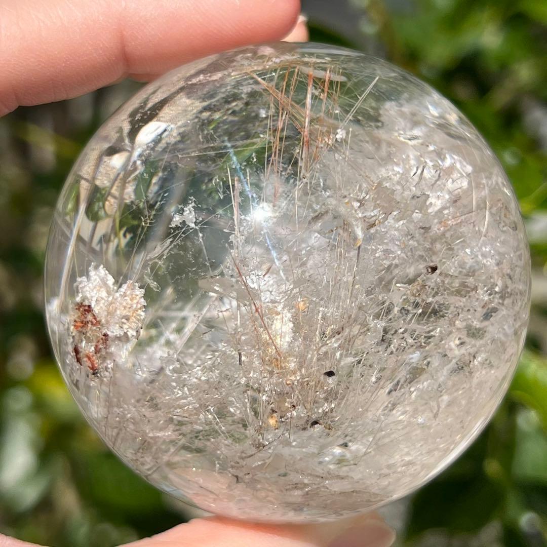 ‪☆超極の逸品‪☆超透明度と眩い煌き‪☆虹入り ルチルインクォーツ 丸玉 天然石