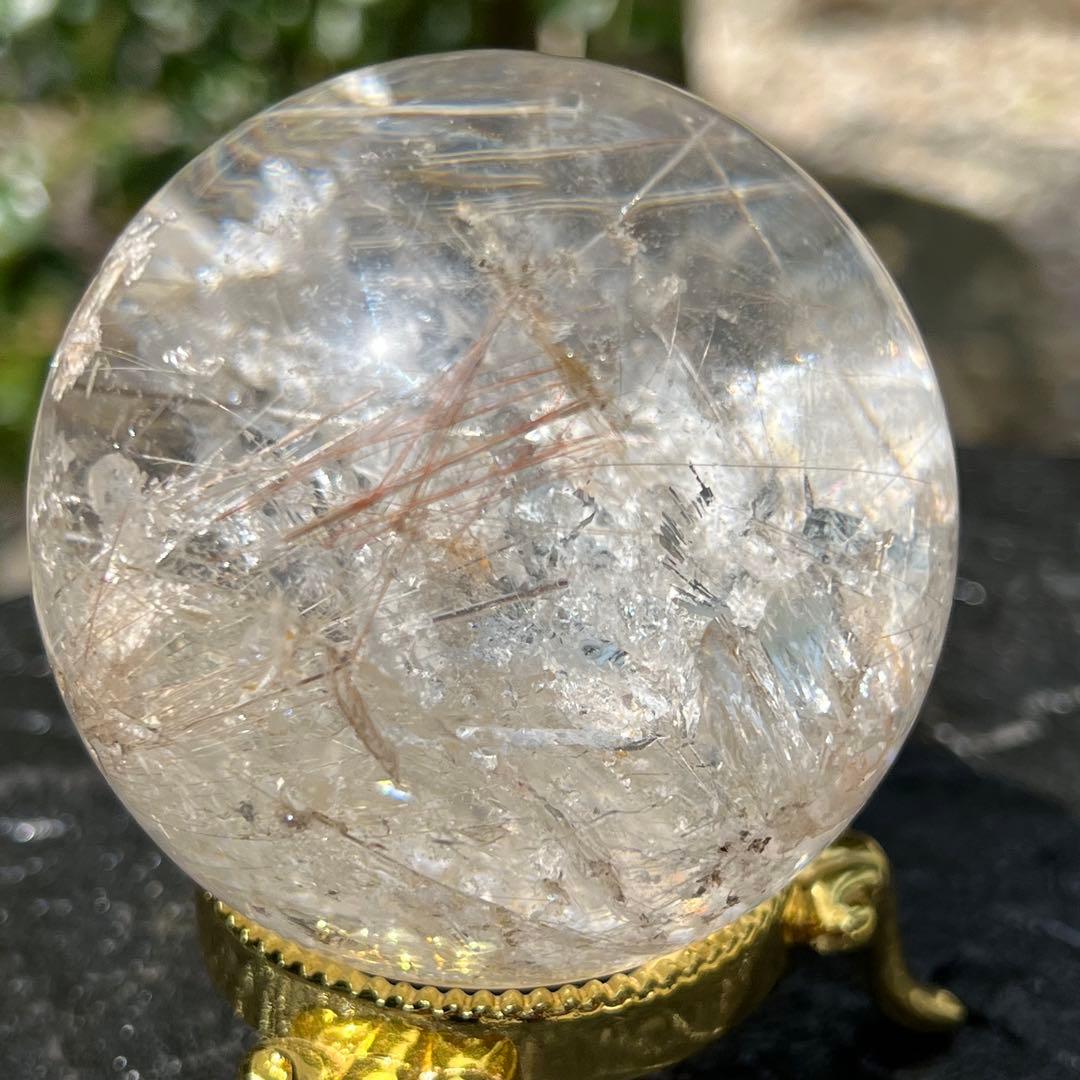 ‪☆超極の逸品‪☆超透明度と眩い煌き‪☆虹入り ルチルインクォーツ 丸玉 天然石