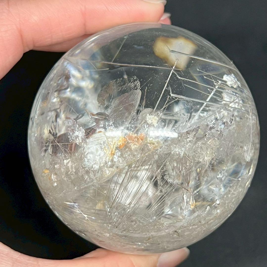 ‪☆超極の逸品‪☆超透明度と眩い煌き‪☆虹入り ルチルインクォーツ 丸玉 天然石