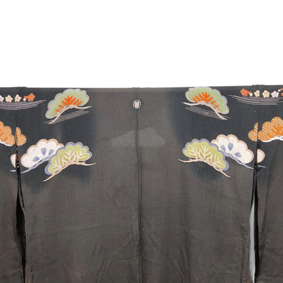 振袖　アンティーク　単衣　貝桶　御所車　花模様　着物　024w