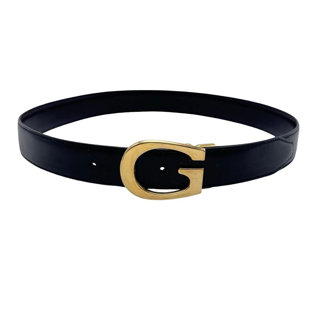 GUCCI グッチ Gバックル レザー ベルト ブラック メンズ レディース