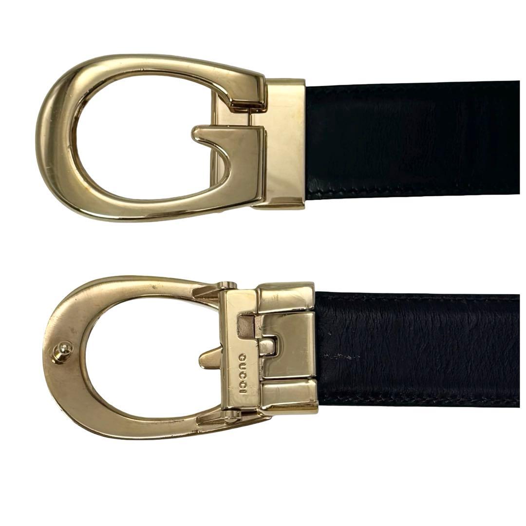 GUCCI グッチ Gバックル レザー ベルト ブラック メンズ レディース