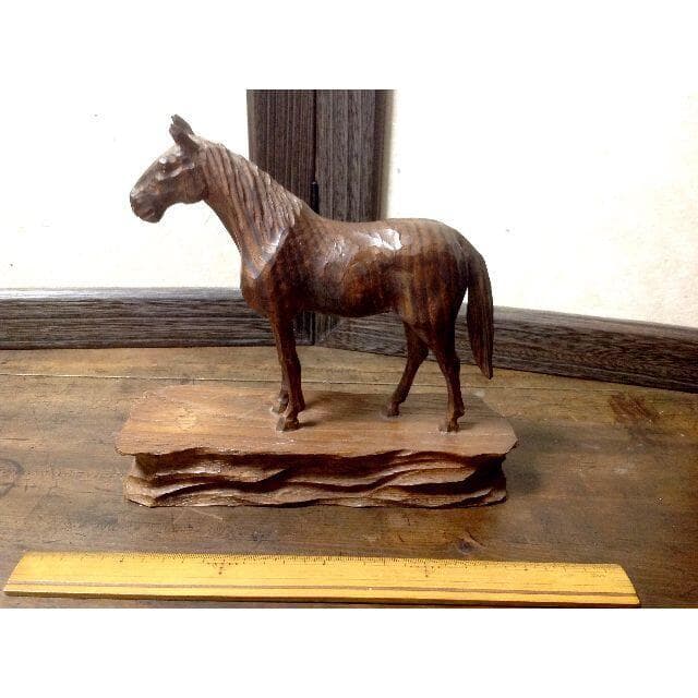 木彫：「馬」　　※【二代目 山口笙舟】