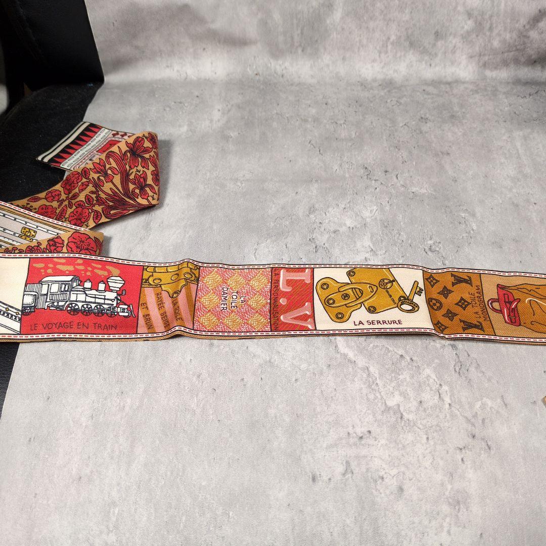 LOUIS VUITTON レッド マルチカラー スカーフ シルク100%