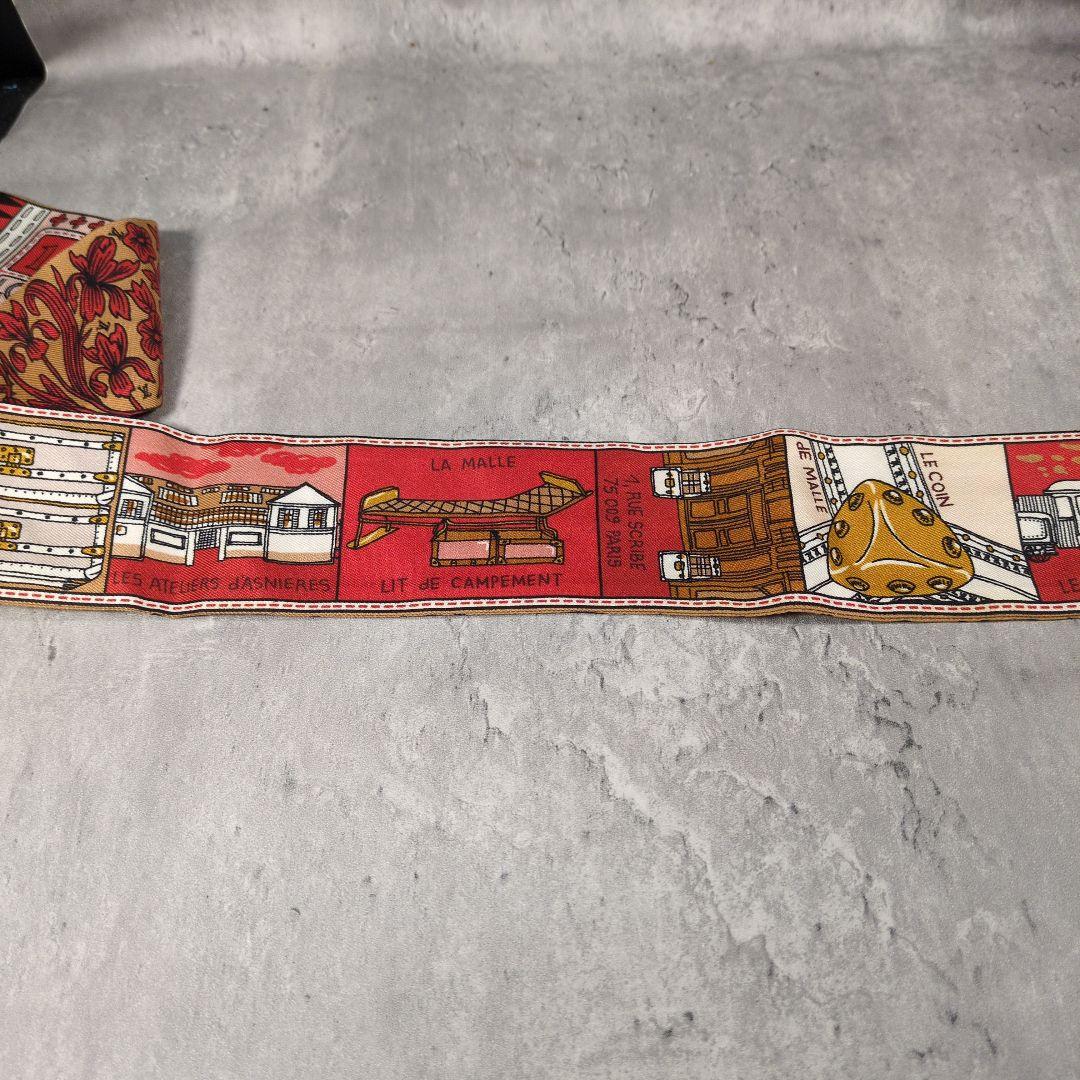 LOUIS VUITTON レッド マルチカラー スカーフ シルク100%