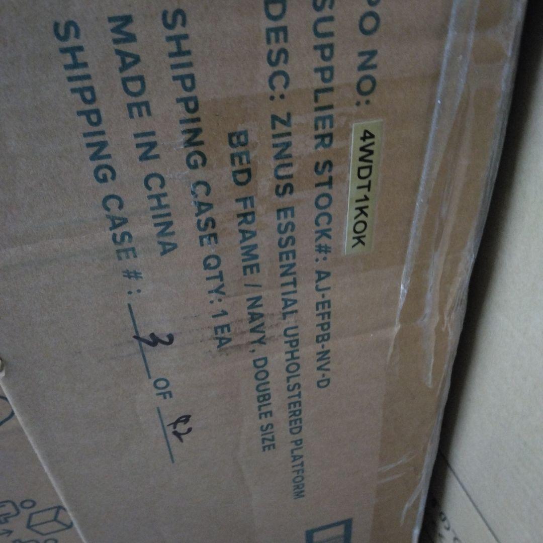 ZINUS 布張り ベッドフレーム ダブル ネイビー EFPB-NV