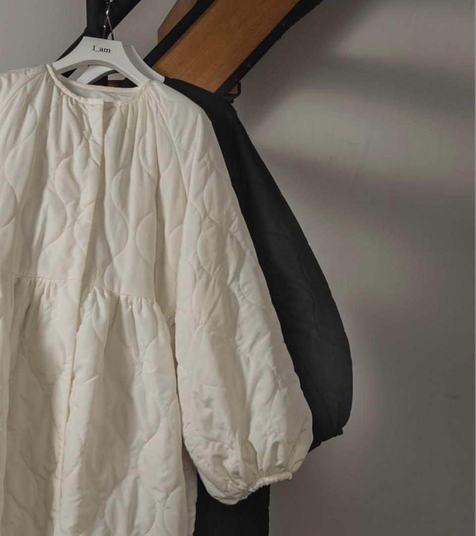i_am アイアム　ボアキルティングボリュームフレアロングコート アイボリー