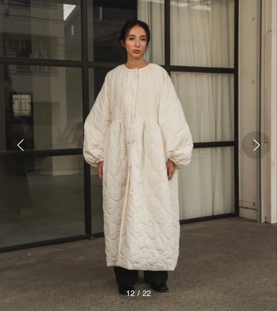 i_am アイアム　ボアキルティングボリュームフレアロングコート アイボリー