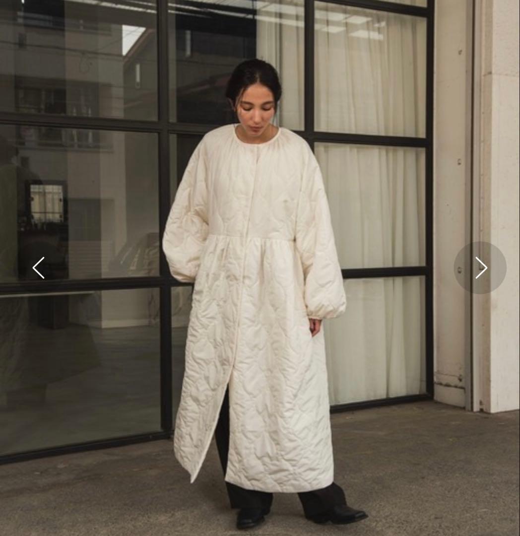 i_am アイアム　ボアキルティングボリュームフレアロングコート アイボリー