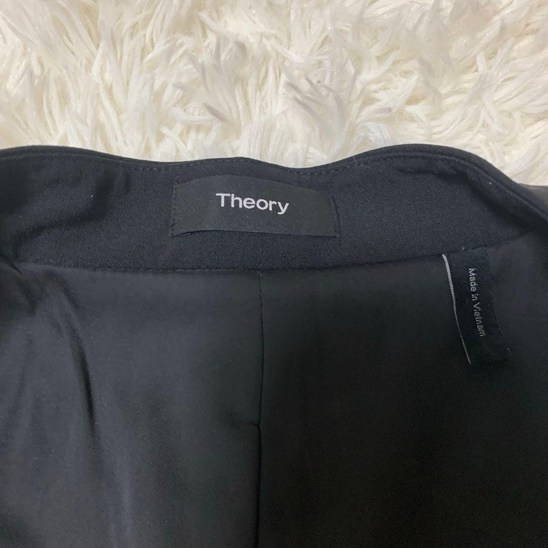 セオリー　ノーカラー　パンツスーツ　2 ブラック　フォーマル　セットアップ