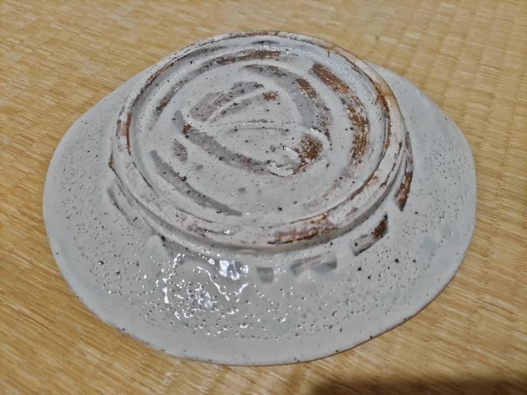 永江港史　粉引貝形皿　共箱・布　美品