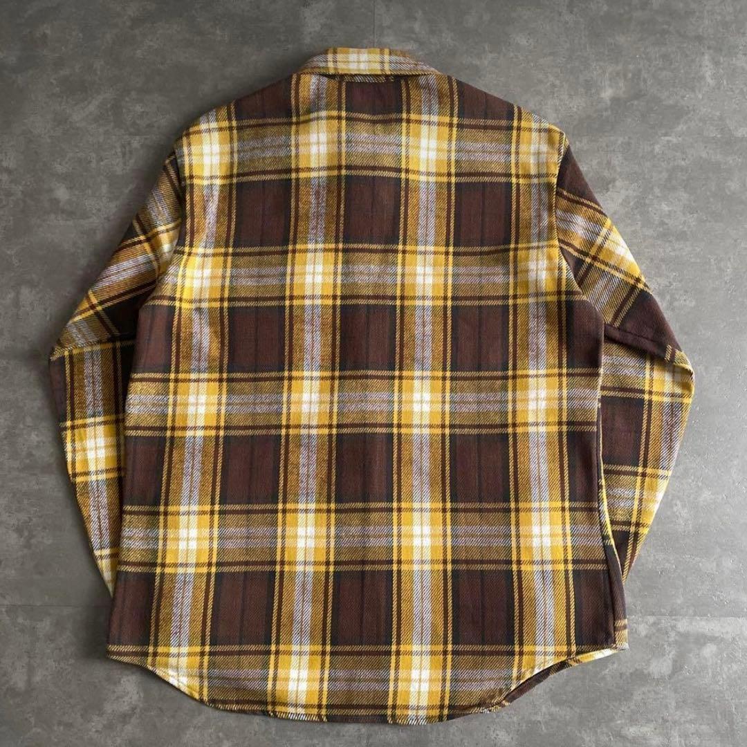 70s 単色タグ BIG MAC ネルシャツ 黄×茶 L TALL