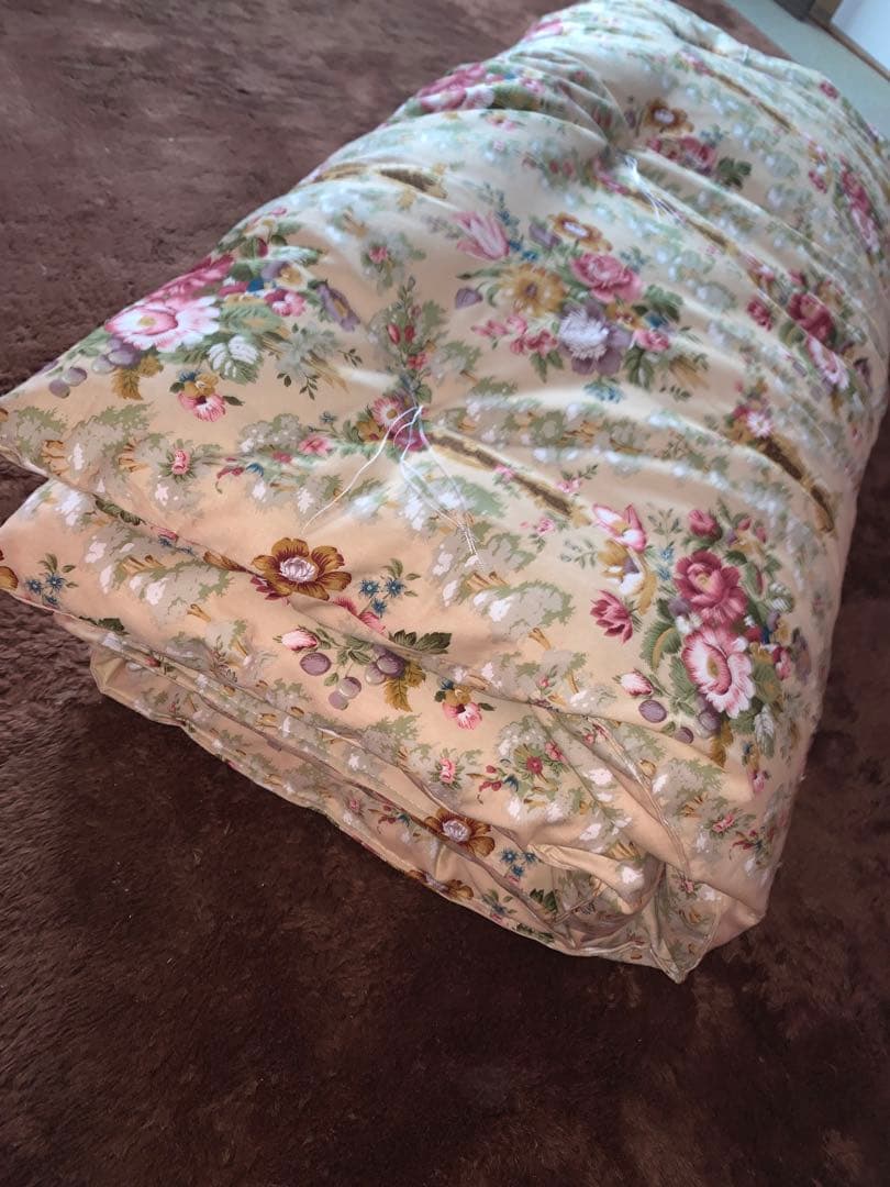 西川生地シングル両面プリント敷布団軽量！側生地中綿共綿100%お任せカバー付き！