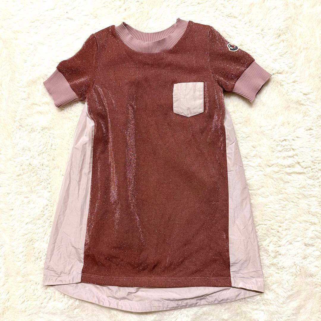 モンクレール　キラキラ　ラメ　キッズ女の子　115センチ　半袖ワンピース　ピンク