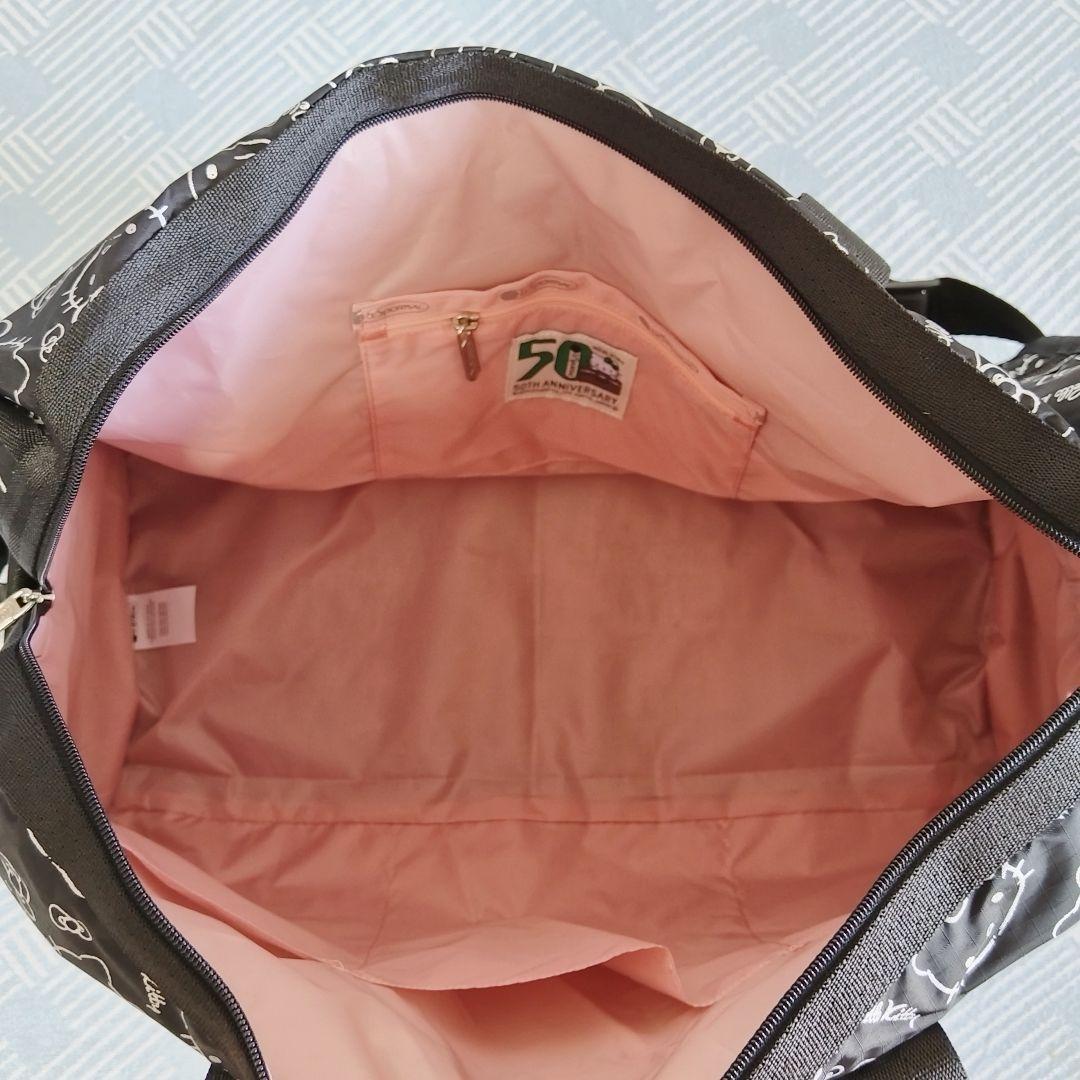 レスポートサック ハローキティ リボン結び ブラック ボストンバッグ ポーチ付き