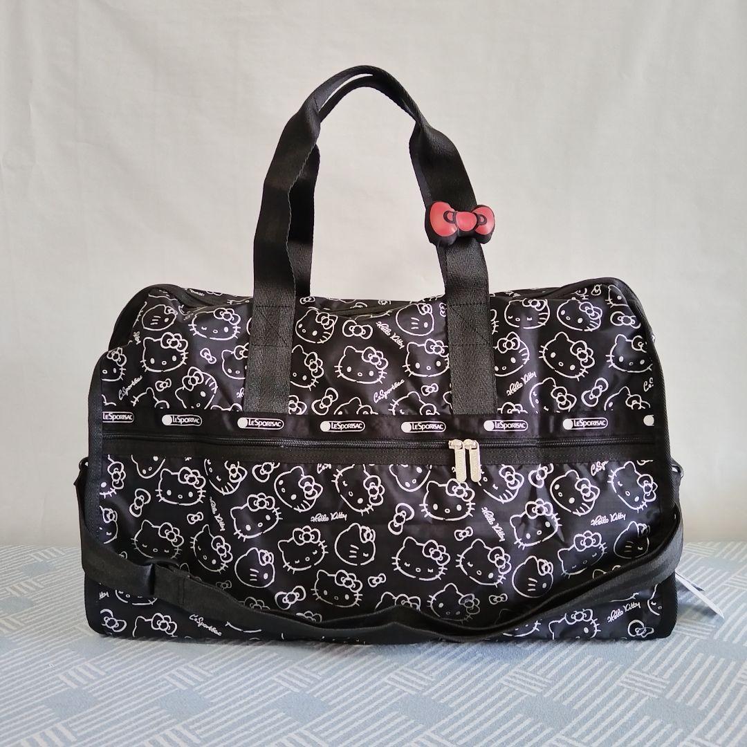 レスポートサック ハローキティ リボン結び ブラック ボストンバッグ ポーチ付き