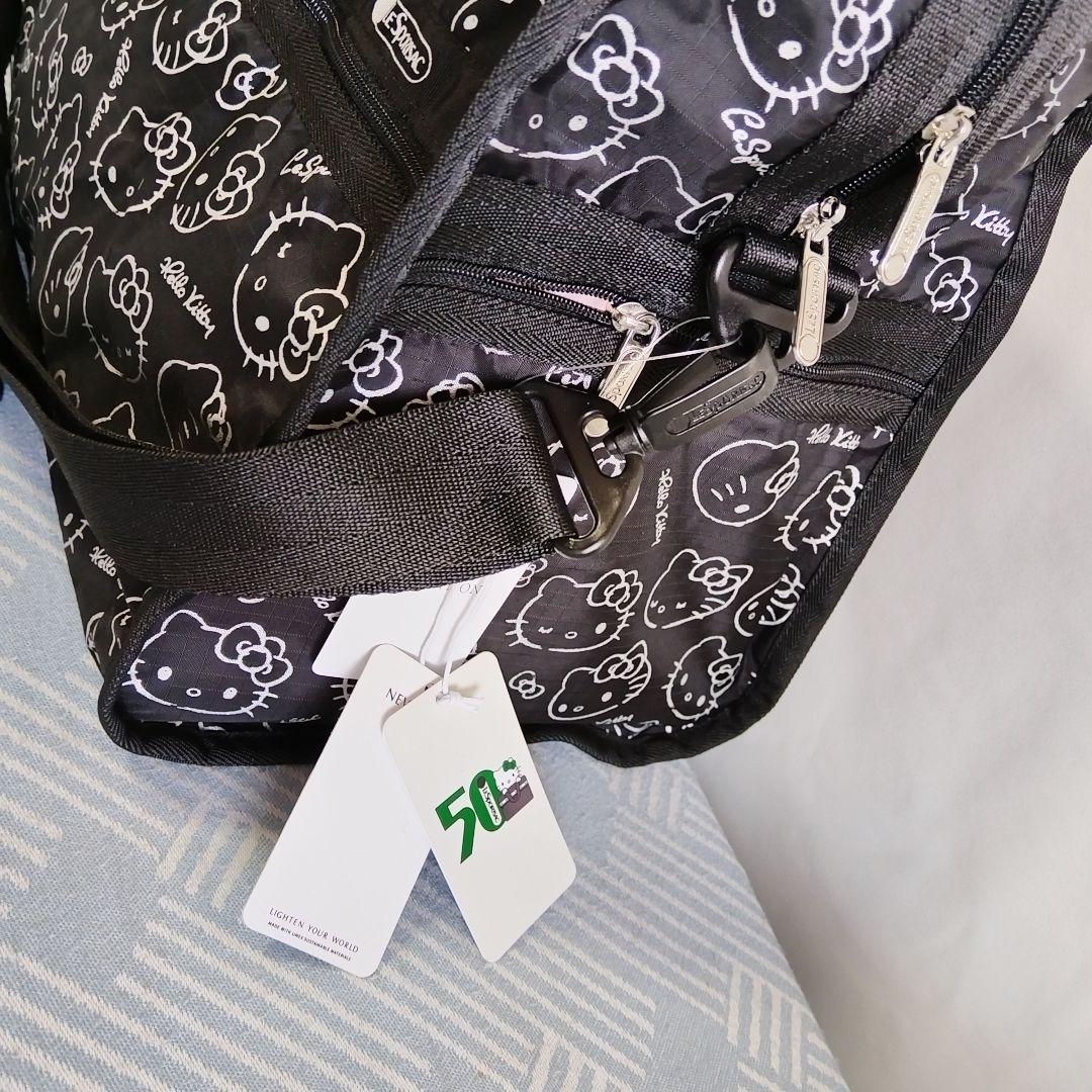 レスポートサック ハローキティ リボン結び ブラック ボストンバッグ ポーチ付き