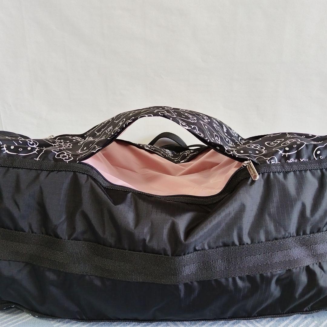 レスポートサック ハローキティ リボン結び ブラック ボストンバッグ ポーチ付き