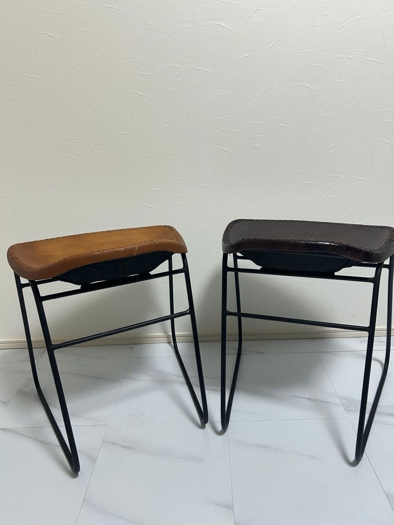 本革スツール レザースツール　アイアンレッグ