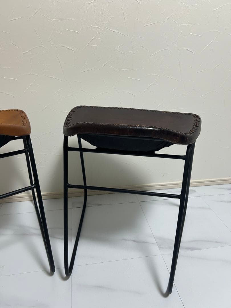 本革スツール レザースツール　アイアンレッグ