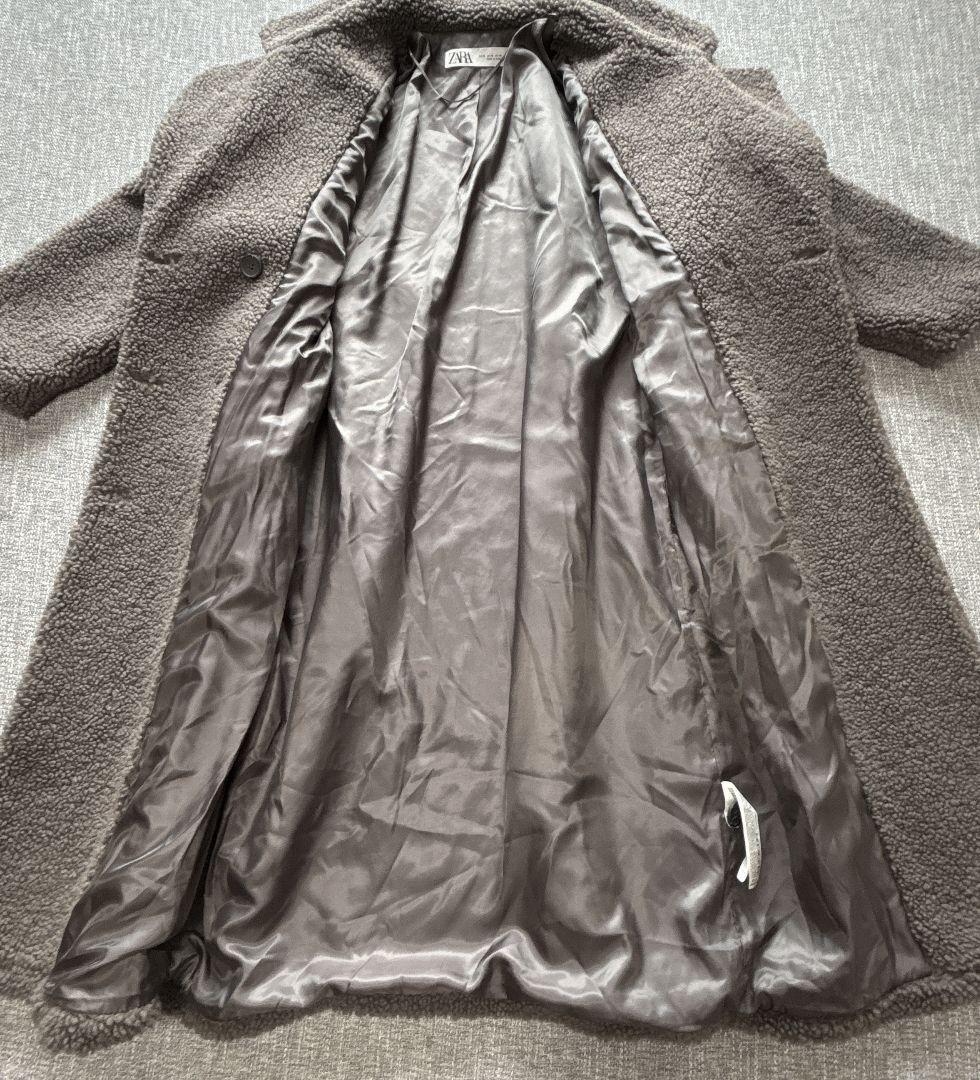 ザラ　エクストラロング　テディベアコート　チャコールグレー　未使用に近い美品