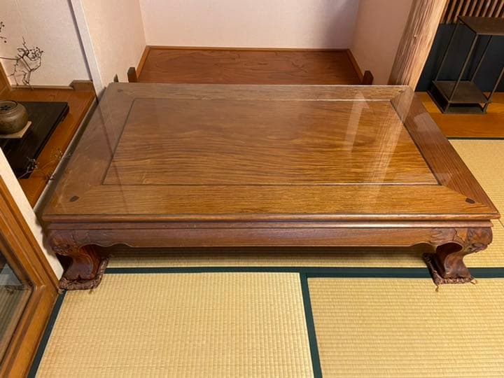 彫刻入り高級座卓