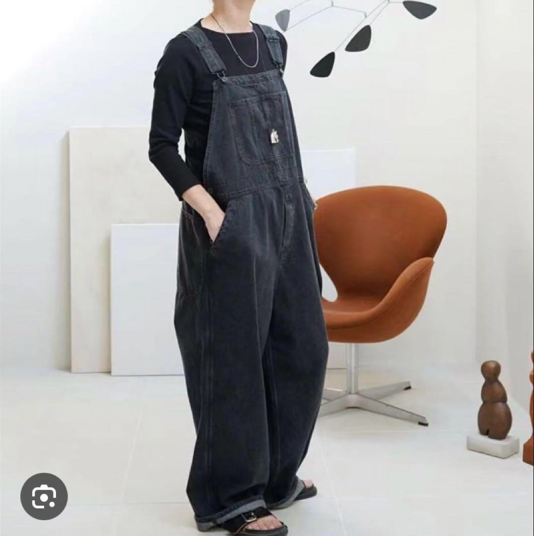 argue オーバーサイズ　オーバーオール　ブラックデニム