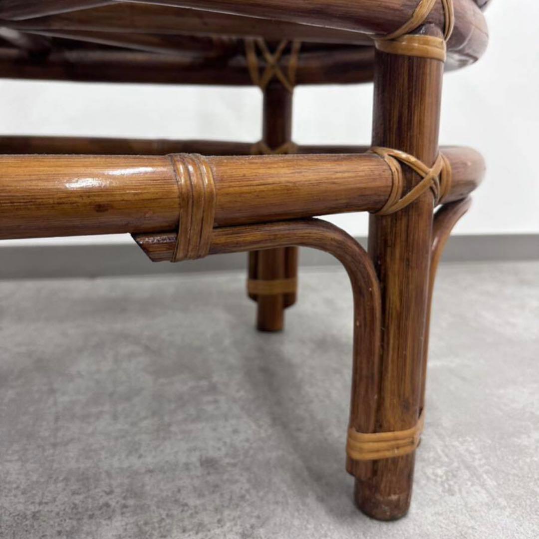 SNT540 ラタン サイドテーブル付きチェア レトロ ガラステーブル