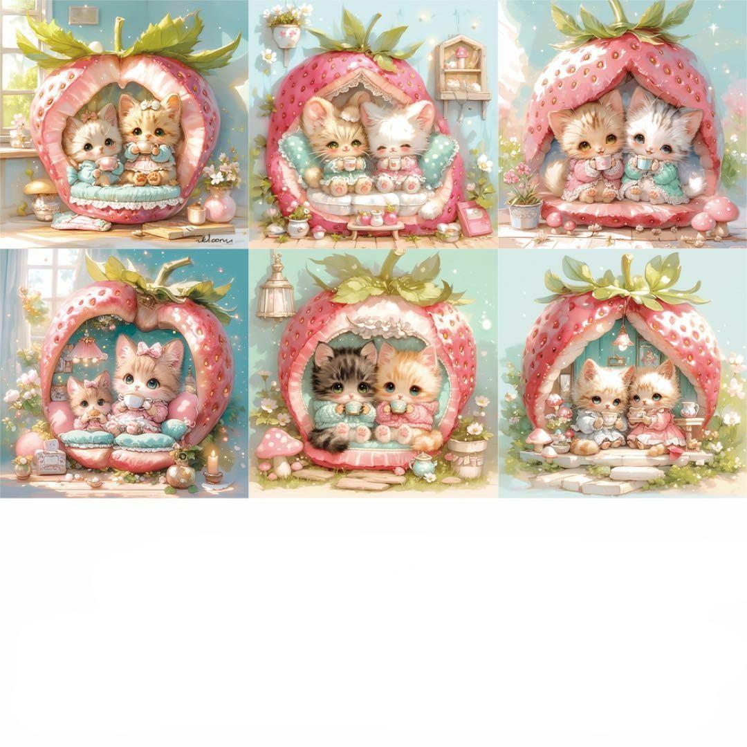 ハンドメイド　オーダー受付ページ　　♡いちごハウス　ねこちゃん　パネル♡