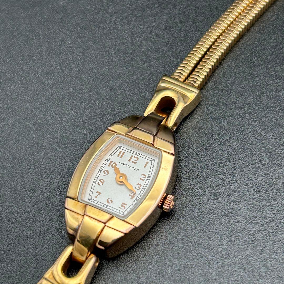 美品 ハミルトン レディハミルトン アンティークゴールド 新品電池 箱付 希少