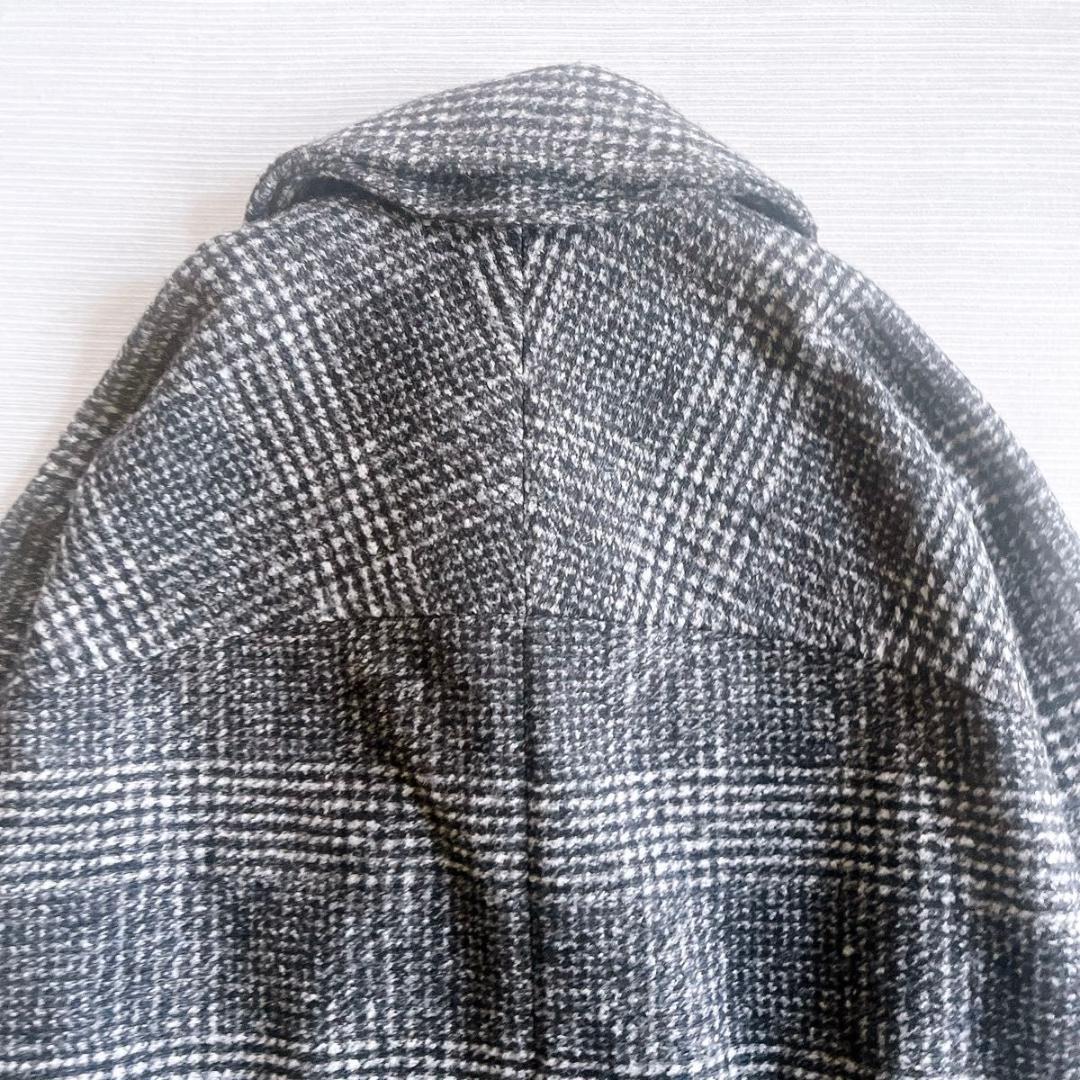 ＊人気【スピックアンドスパン】Wスライバーチェックハーフコート　ブラック系　38