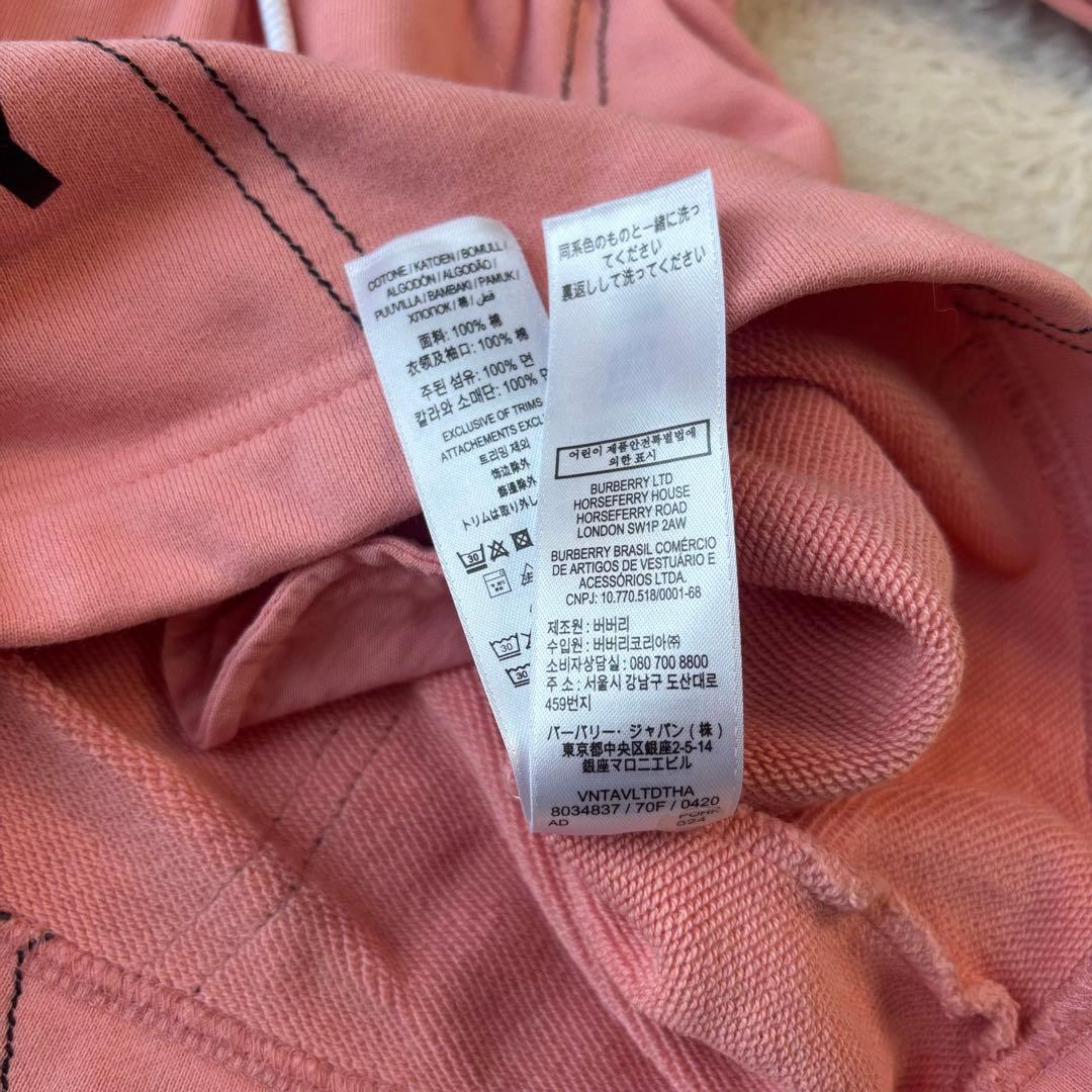 現行モデル BURBERRY ピンク ワンピース 6Y 116cm ロゴプリント