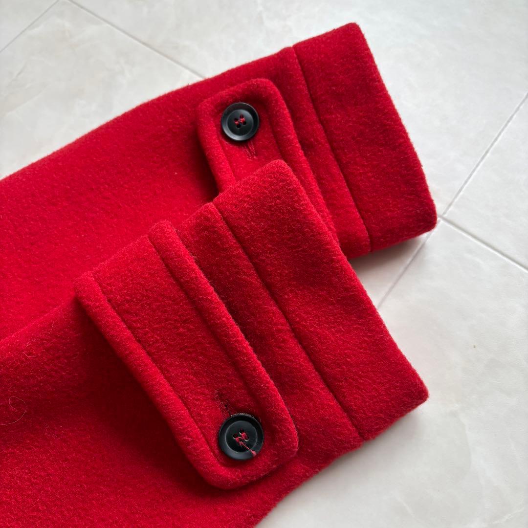 英国製 ロンドントラディショナル ダッフルコート 赤34 チェック裏地 フード付