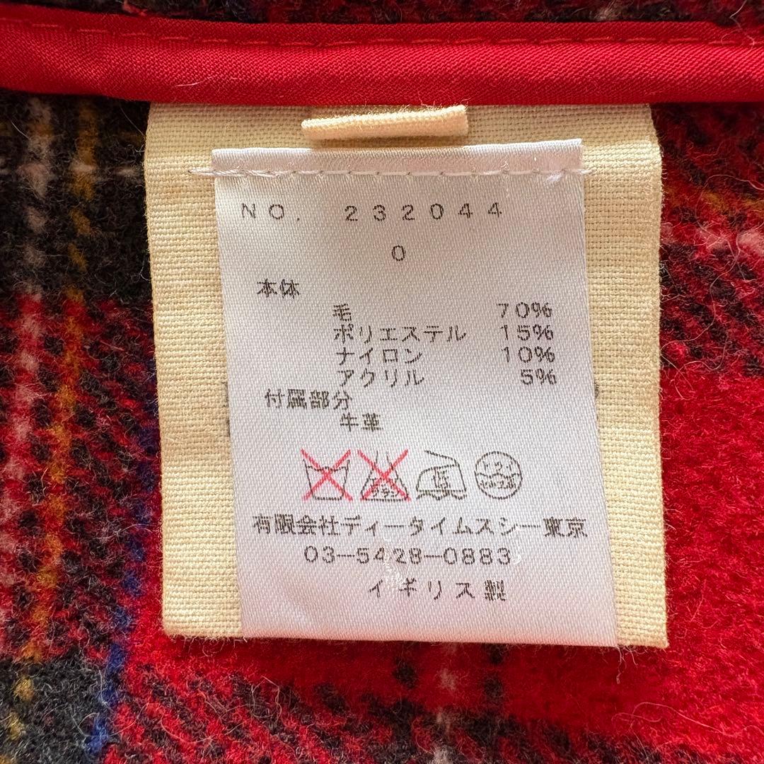 英国製 ロンドントラディショナル ダッフルコート 赤34 チェック裏地 フード付