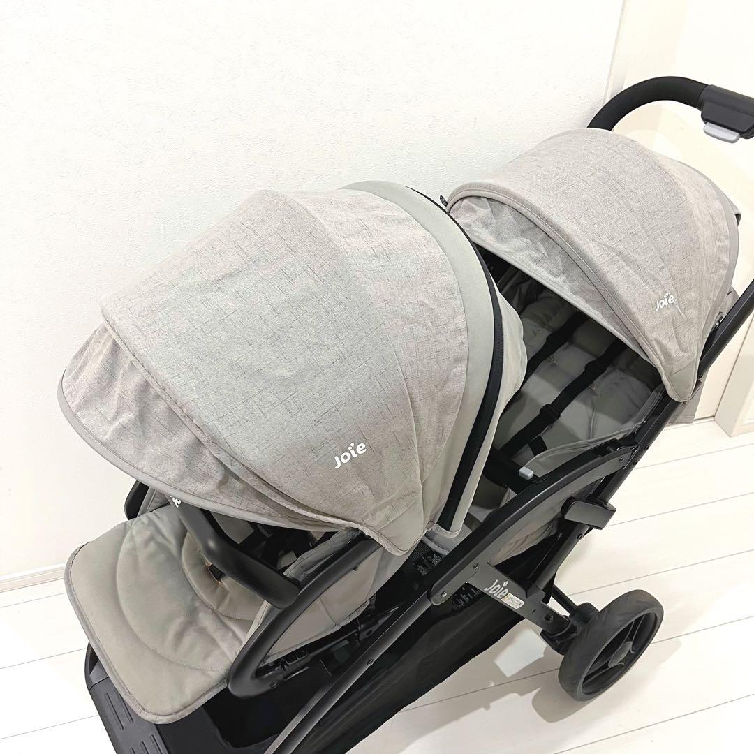 joie エヴァライトデュオ 二人乗りベビーカー グレー レインカバー付属