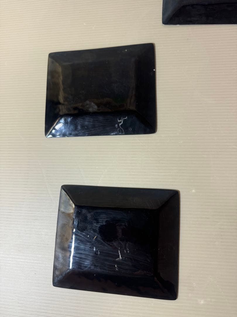 2936 七宝焼　金地双鶴　角皿　5客