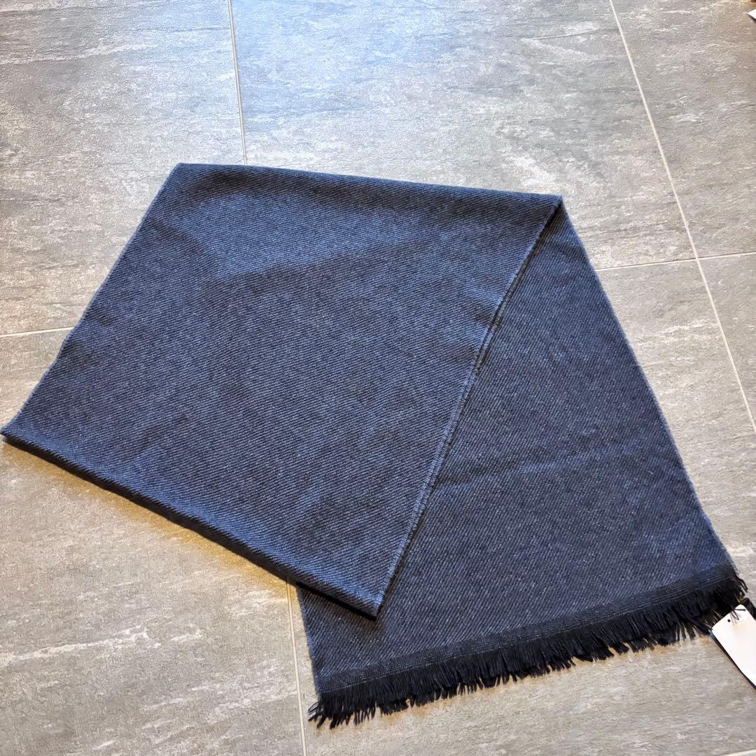 新品未使用 CANALI ストール マフラー メンズ 薄手 ダークブルー