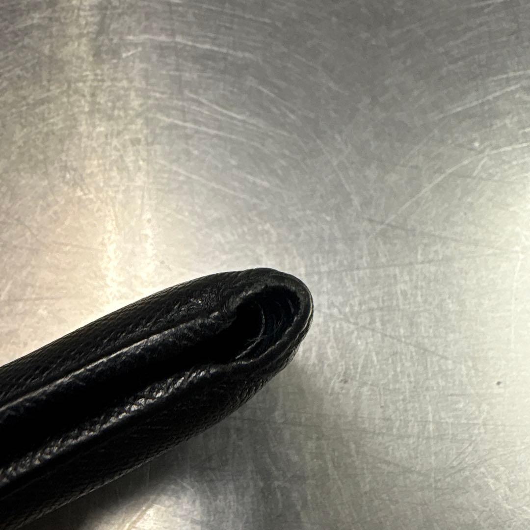 BVLGARI ブルガリ 二つ折り財布 ブラック 黒 本革 レザー リング 銀