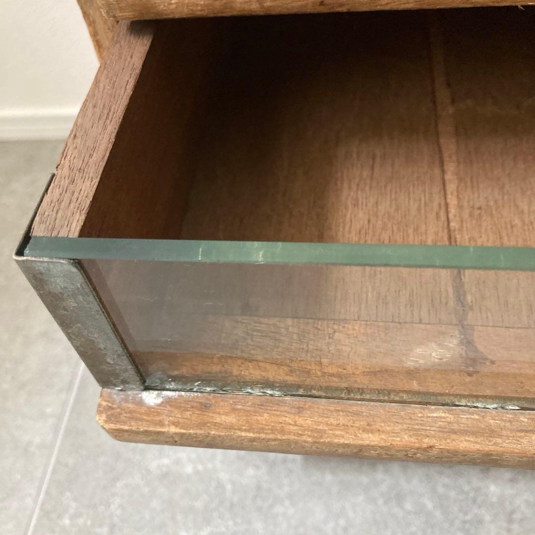 古家具 古道具 引き出し 前面ガラス 収納家具 ヴィンテージ家具