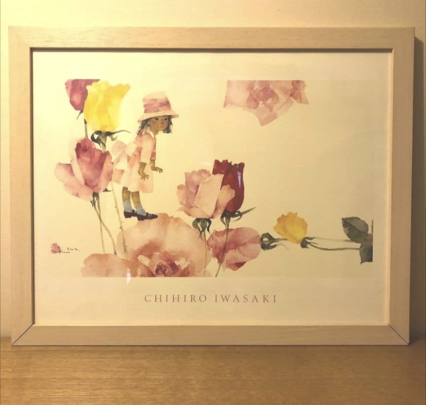 いわさきちひろポスター額「花と少女」