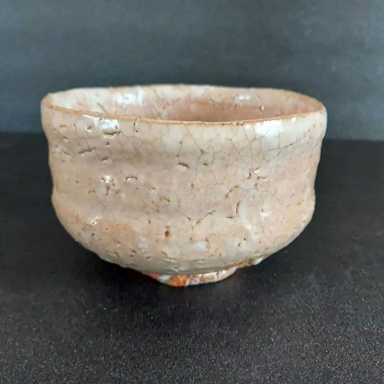 萩焼　抹茶茶碗　茶道具　宇田川聖谷造 　淡いベージュ