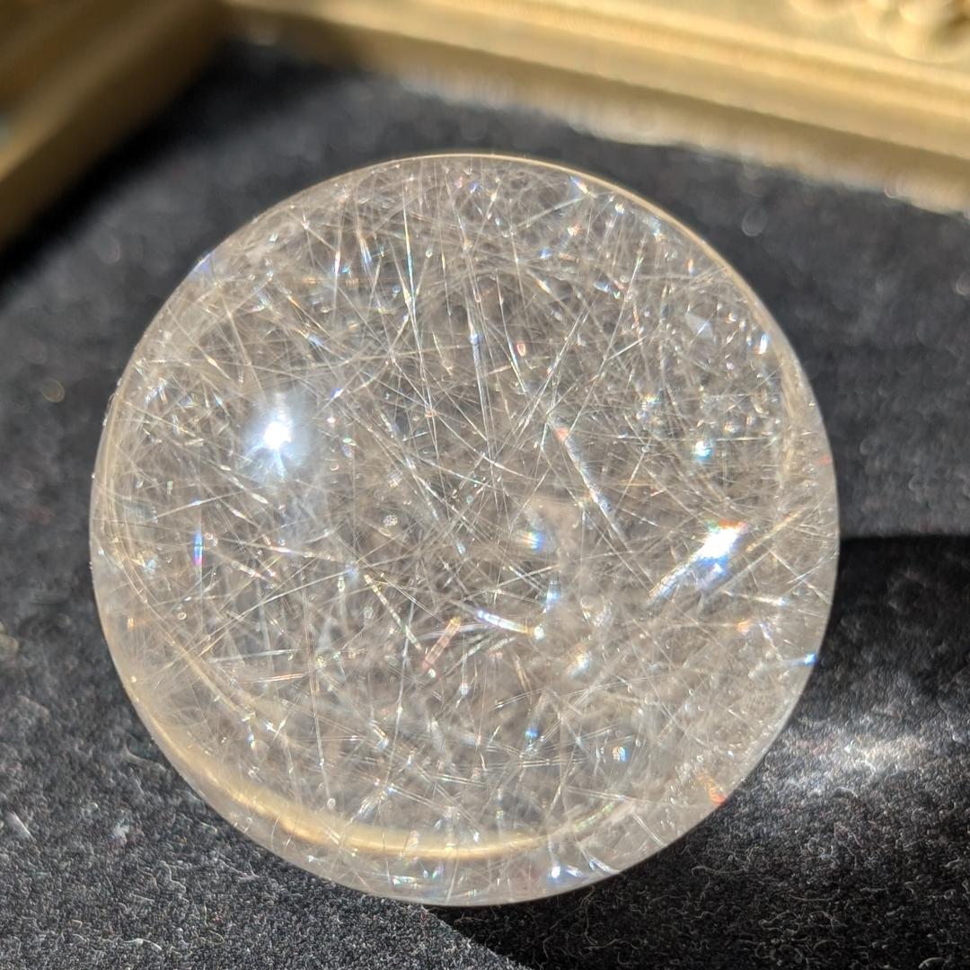 一点物 ルチルクォーツスフィア 33ミリ 台座付 お守り ギフト お年玉 お正月