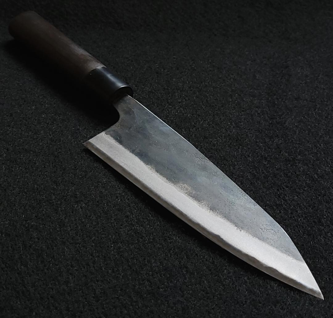 白紙1号 黒打 万能包丁 180㎜ #8101 焼柄 月光作 手作り