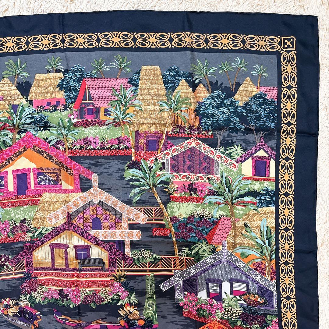 サルヴァトーレフェラガモ 大判スカーフ シルク イタリア製 花 トロピカル