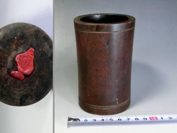 筆立■古い竹制筆筒 中国古玩 崟定京2 古竹 書道道具 時代物 骨董品 上物■