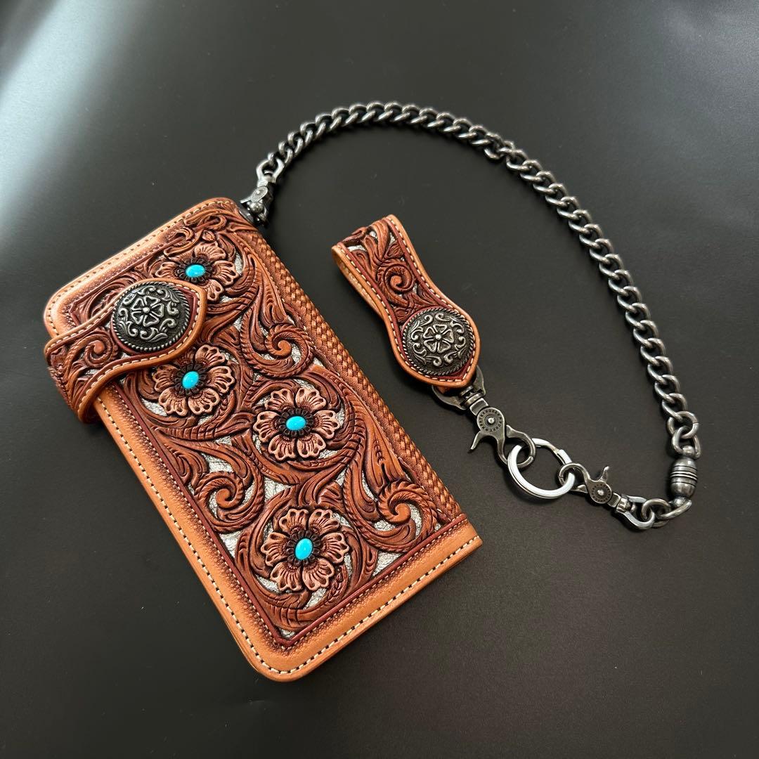 FUNNY 窪田クラフト ターコイズ カービングウォレット